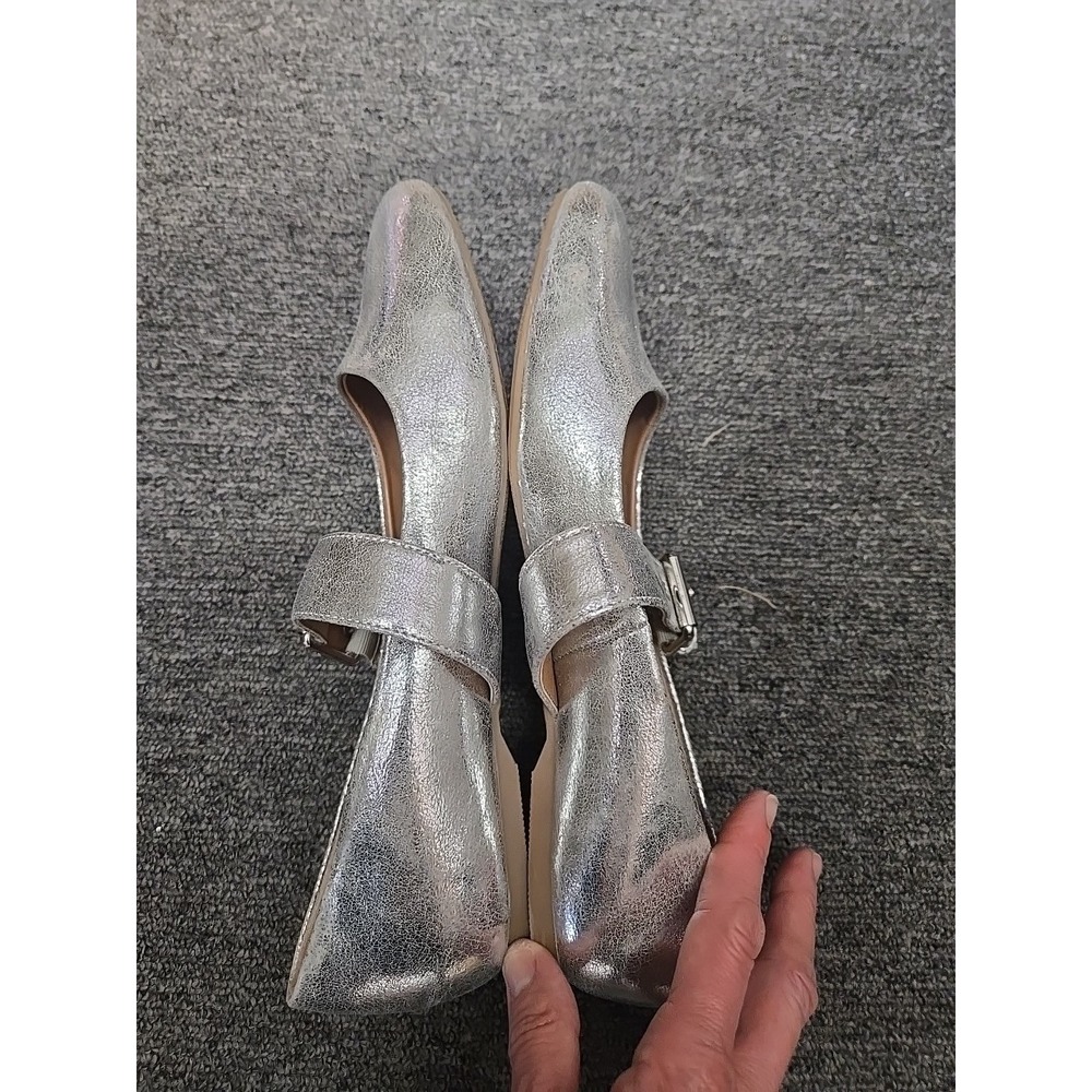 Dolce Vita Marcello Silver Metallic Mary Jane Flats Buckle Women's 8
